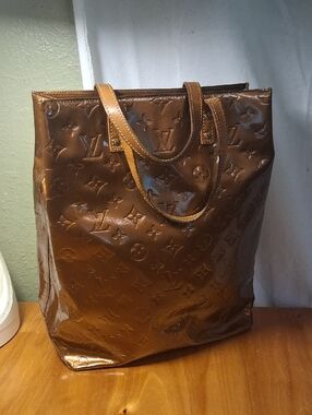 Louis Vuitton Brown Embossed Leather Tote Bag